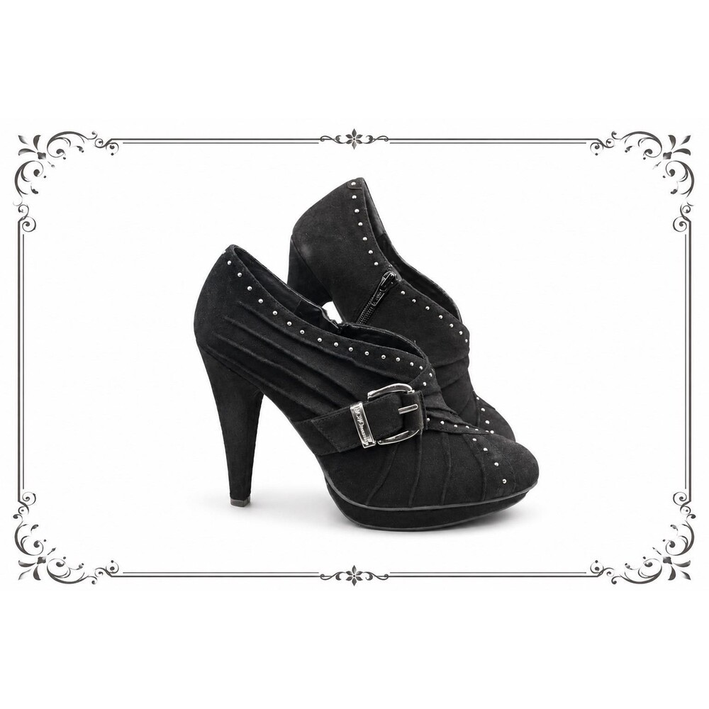 BCBG Generation Stud Booties Black Suede High Heel Size 8.5